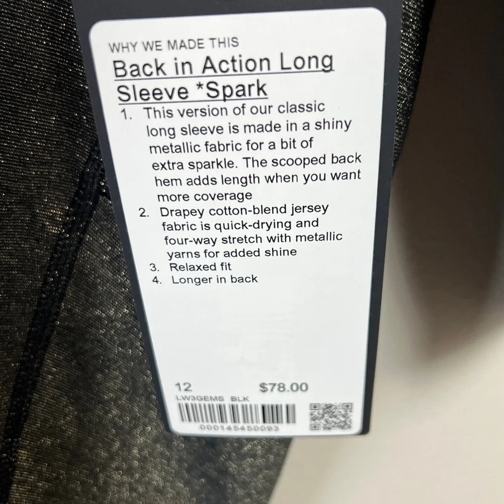 Lululemon Back in Action Long Sleeve Shirt *Spark